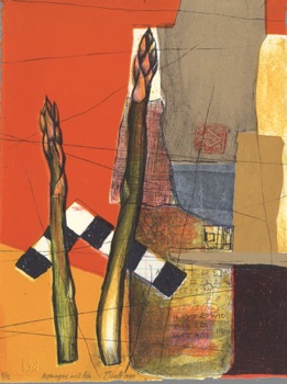 Asparagus and Fish 
Lithograph and Chine Collé 
290mm x 220mm
1999